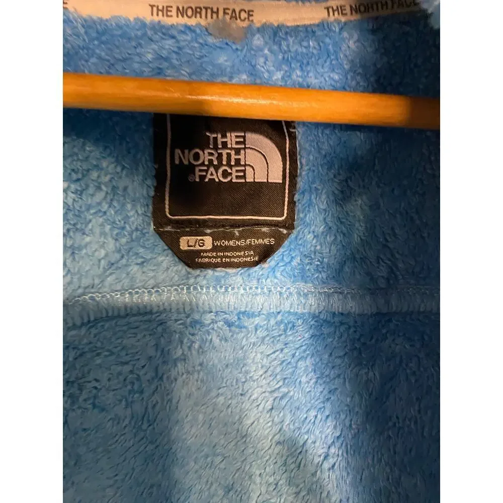 North Face‎ Womens Osito Full Zip Fleece Jacket Turquoise Blue Hooded Hiking L
